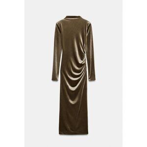 ZARA DRAPED VELVET DRESS WITH SHOULDER PADS